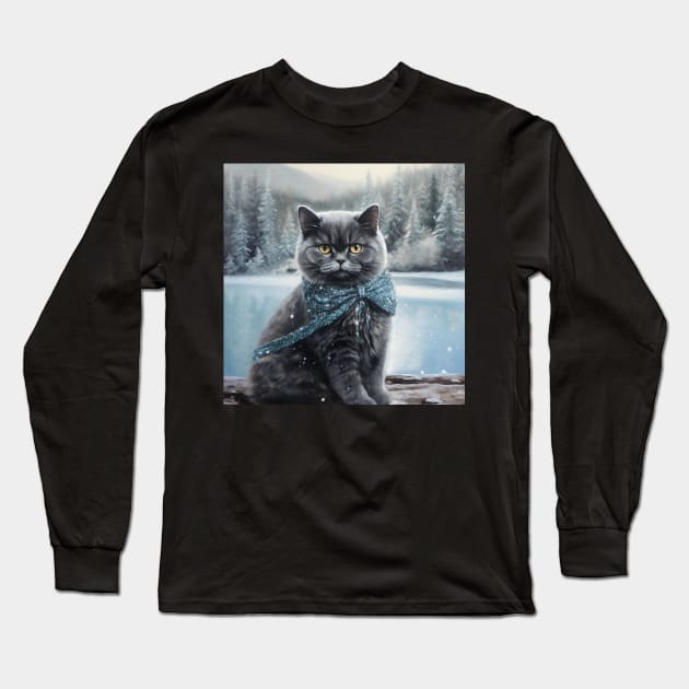 Arctic British Shorthair Long Sleeve T-Shirt by Enchanted Reverie